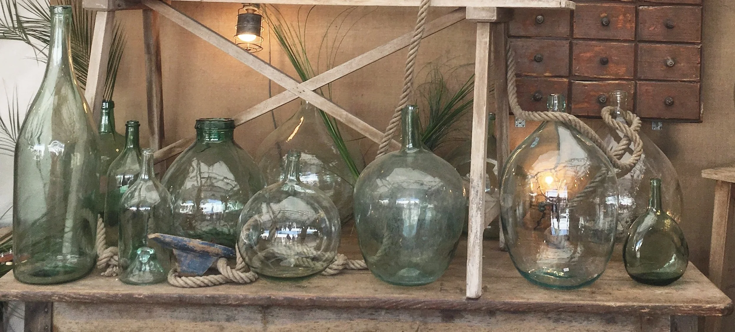 Decorating with Vintage Deminjohn Bottles